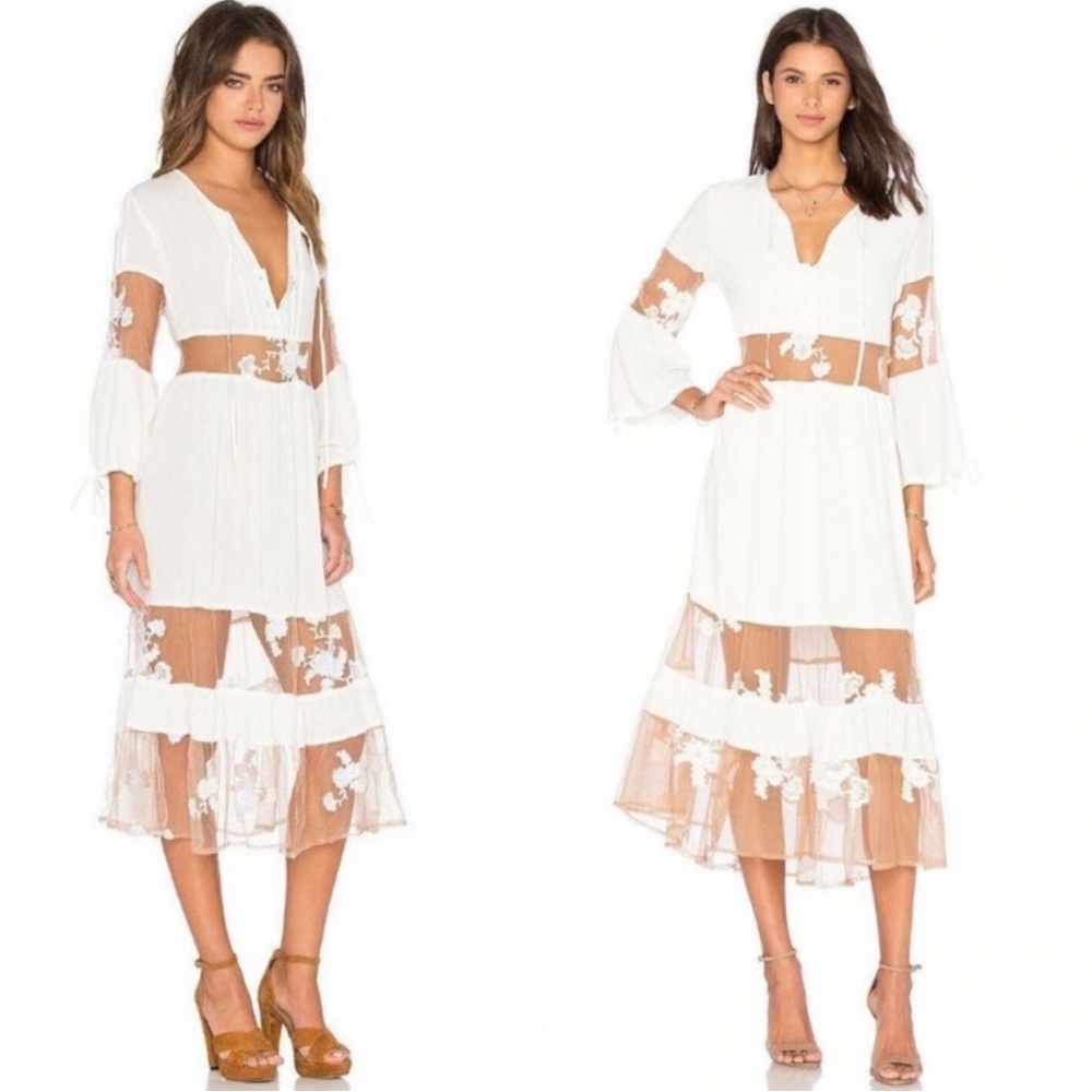 For Love and Lemons FL&L Eva Midi Dress Size XS EUC - Picture 2 of 7